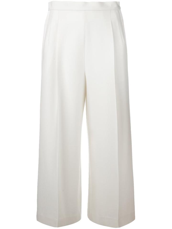 Rossella Jardini Wide Leg Cropped Pants, Women's, Size: 44, White, Acetate/viscose/virgin Wool