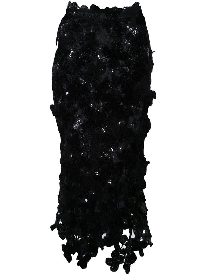 Simone Rocha 'flora' Skirt, Women's, Size: 6, Black, Silk/lurex/polyamide/polyimide