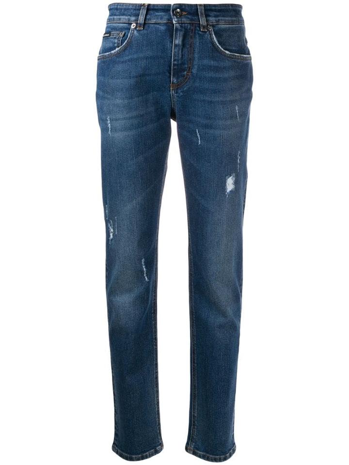 Dolce & Gabbana Distressed Slim-fit Denim Jeans - Blue