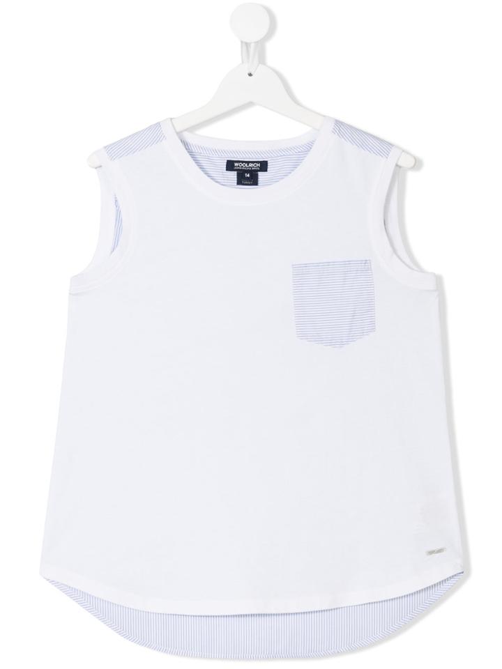 Woolrich Kids Teen Striped Back Top - White
