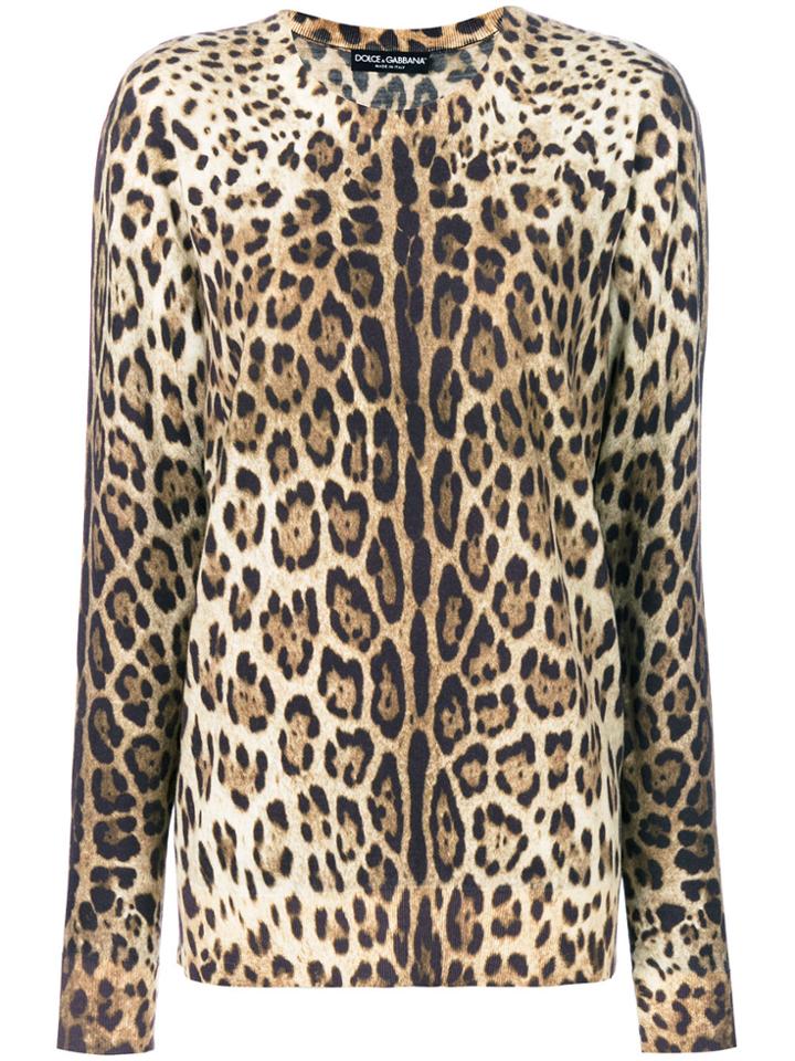 Dolce & Gabbana Leopard Print Top - Brown