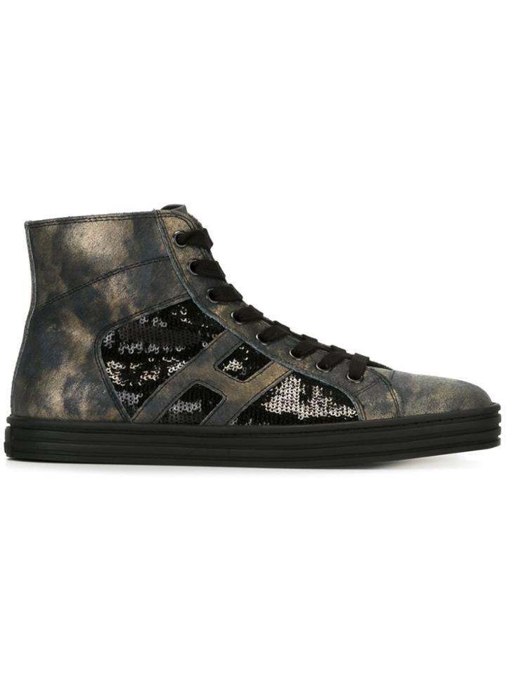 Hogan Rebel Sequin Embellished Hi-top Sneakers - Black
