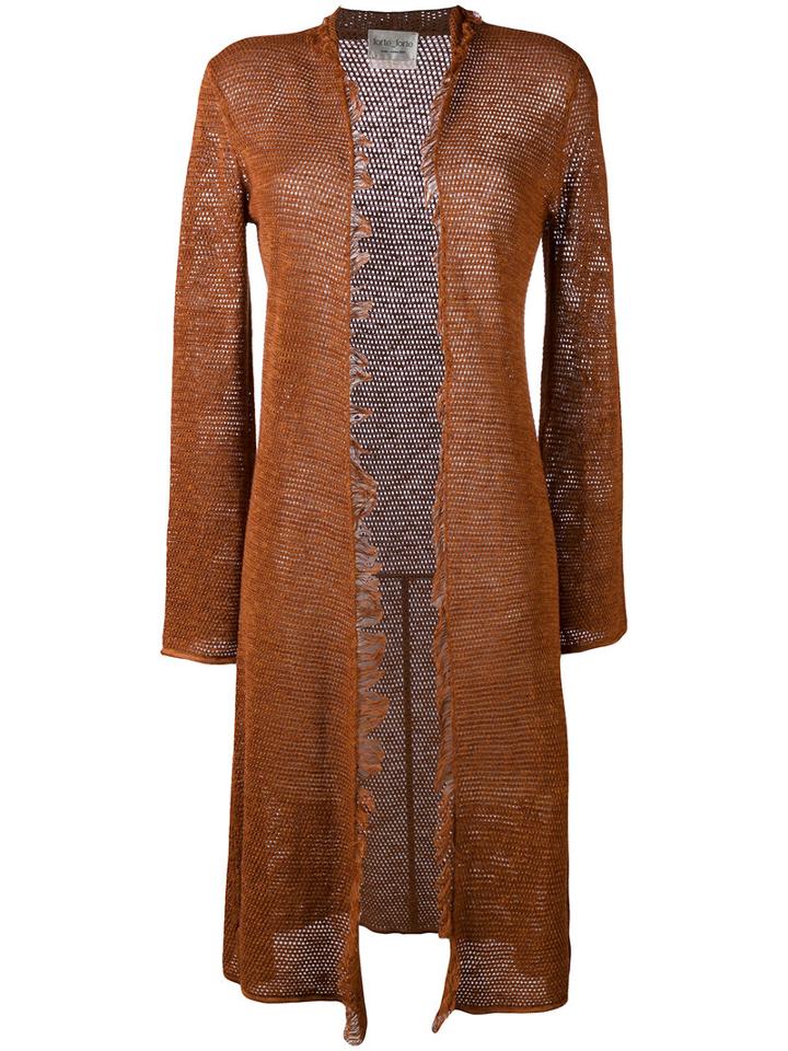 Forte Forte - Mesh Cardigan - Women - Cotton/linen/flax - 1, Brown, Cotton/linen/flax