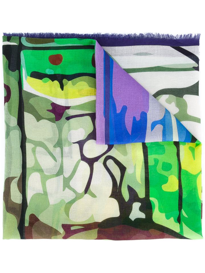 Fefè - Abstract Print Scarf - Unisex - Cotton - One Size, Green, Cotton