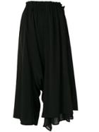 Y's Drop Crotch Cropped Trousers - Black