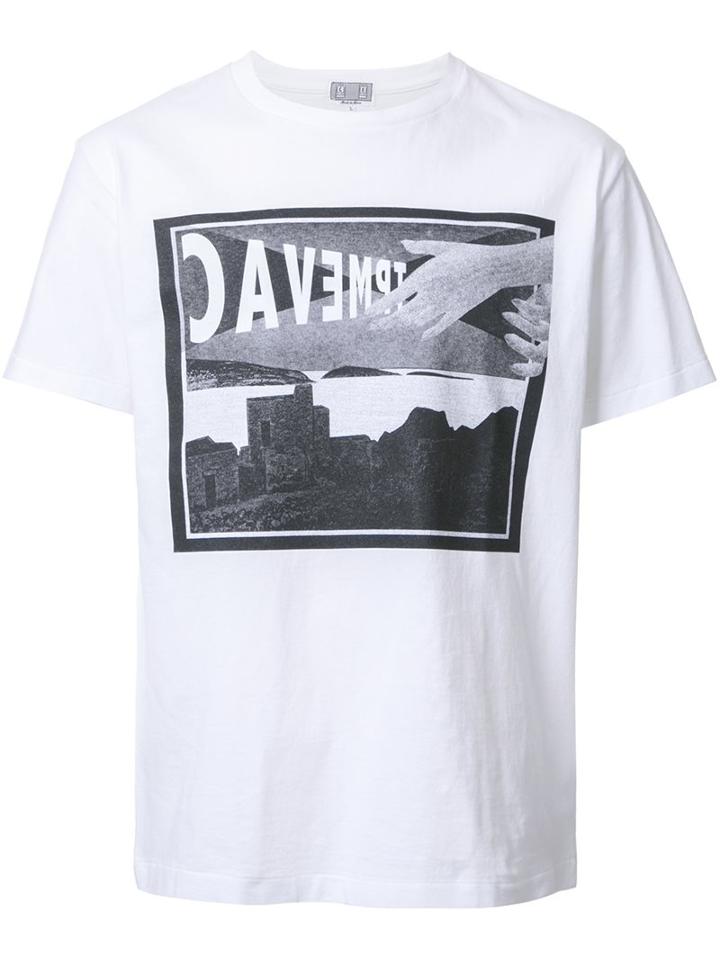 C.e. Card Print T-shirt, Men's, Size: Large, White, Cotton