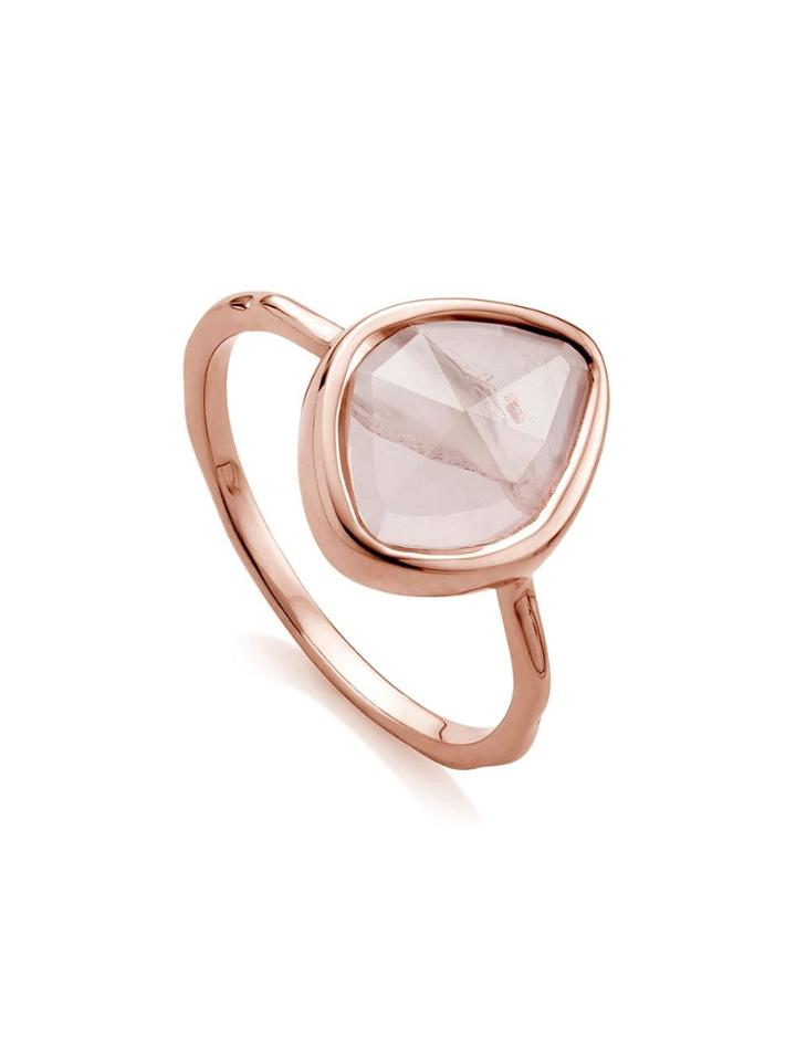 Monica Vinader Rp Siren Small Nugget Stacking Rose Quartz Ring - Pink