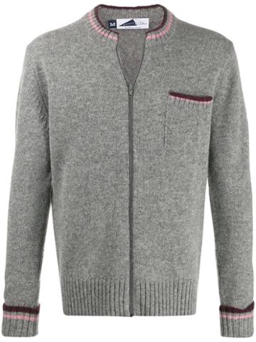 Anglozine Zipped Fitted Cardigan - Grey