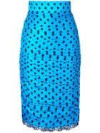 Bambah - Polka Ruched Skirt - Women - Silk - 14, Blue, Silk