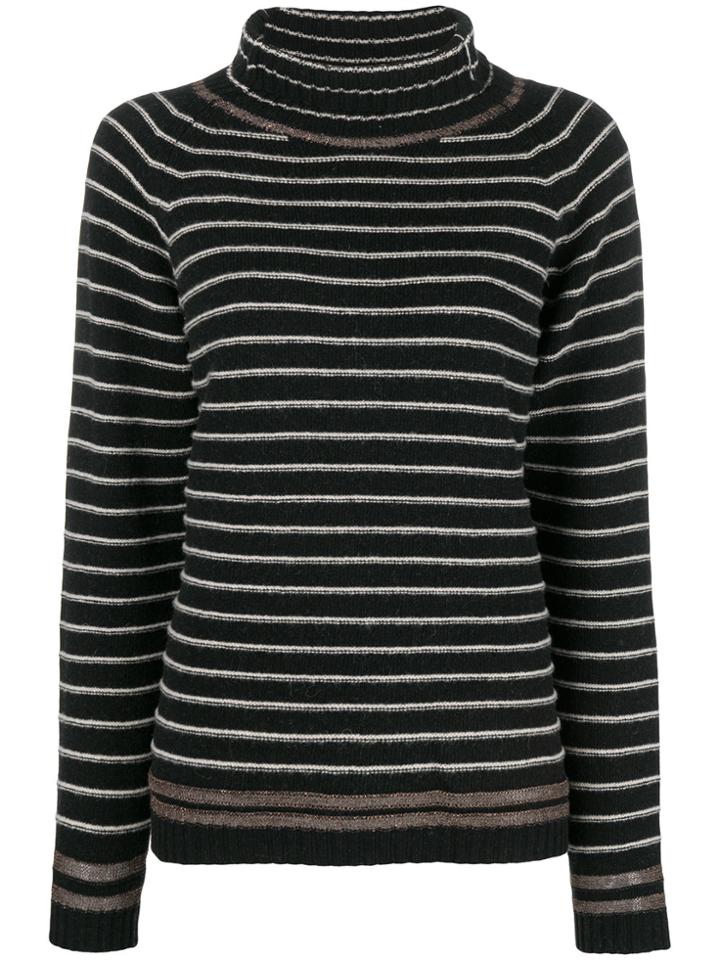 Phisique Du Role Striped Turtleneck Sweater - Black