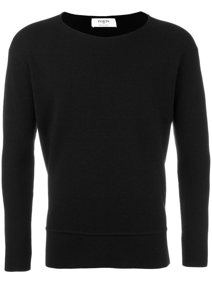 Ports 1961 Scoop Neck Jumper, Men's, Size: Medium, Black, Polyester/wool