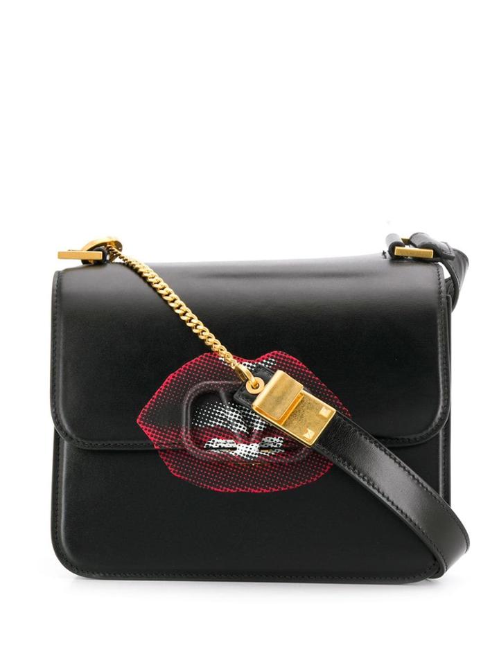 Valentino Valentino Garavani Lips Graphic Print Shoulder Bag - Black