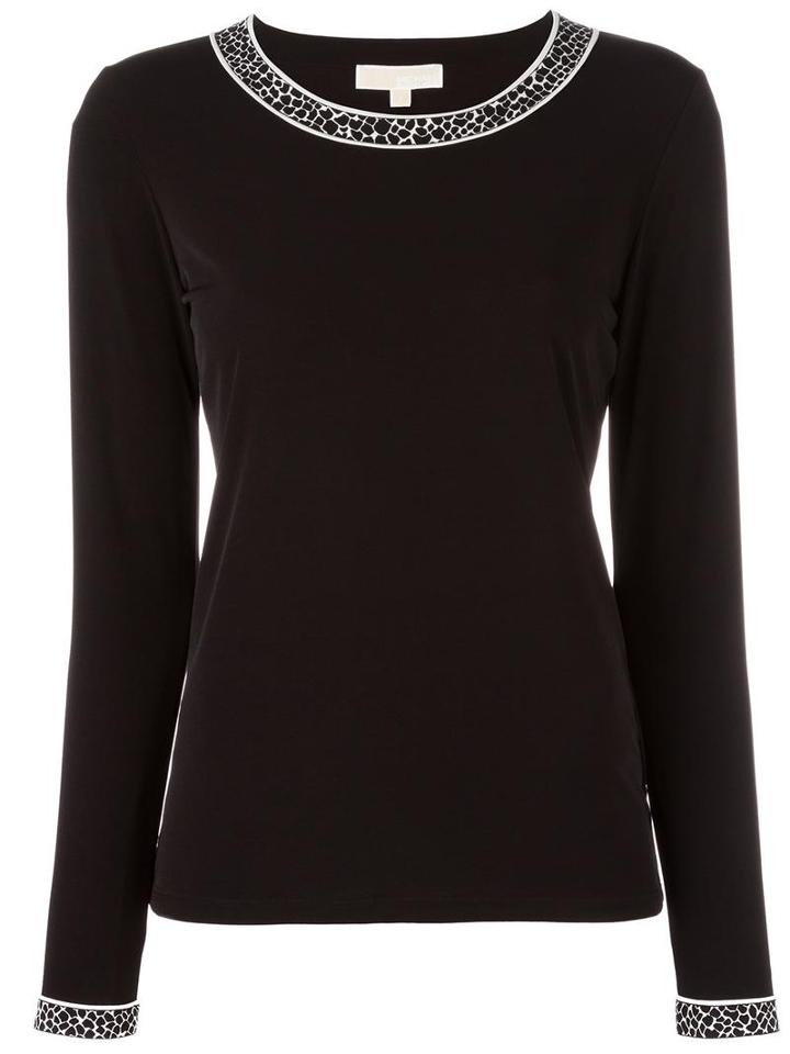 Michael Michael Kors Contrast Trim Fine Knit Jumper, Women's, Size: Small, Black, Polyester/spandex/elastane
