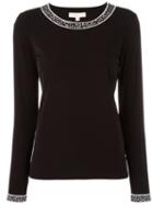 Michael Michael Kors Contrast Trim Fine Knit Jumper, Women's, Size: Small, Black, Polyester/spandex/elastane