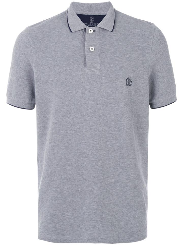Brunello Cucinelli Contrast Detailing Polo Shirt - Grey