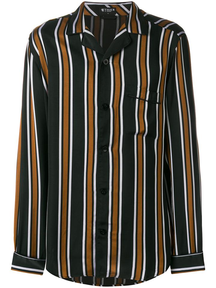 Tiger Of Sweden Striped Open Collar Shirt - Black