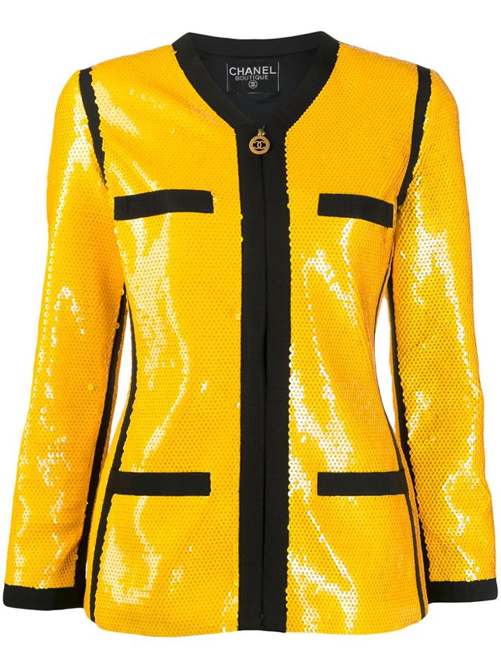 Chanel Pre-owned 1991 Sequinned Jacket - Yellow