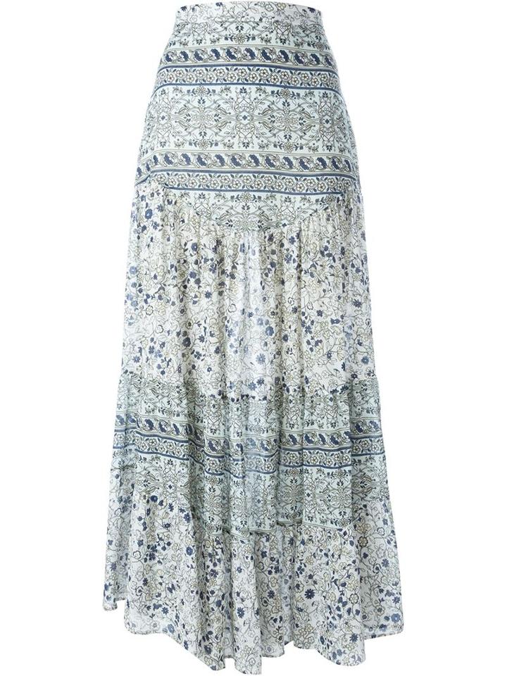 See By Chloé Boho Floral Print Maxi Skirt, Women's, Size: 36, White, Cotton