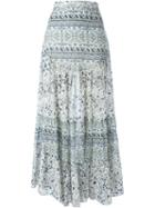 See By Chloé Boho Floral Print Maxi Skirt, Women's, Size: 36, White, Cotton