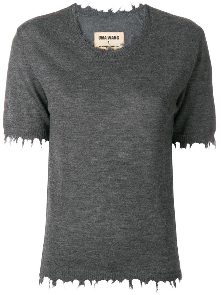 Uma Wang Distressed Hem Knitted Top - Grey