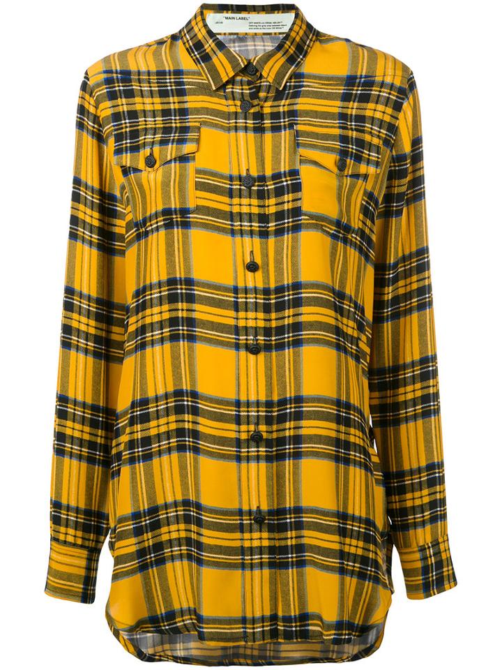 Off-white - Long Sleeve Check Shirt - Women - Silk - S, Yellow/orange, Silk