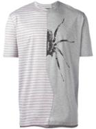 Lanvin Microstripe Spider Combo T-shirt, Men's, Size: Xl, Grey, Cotton