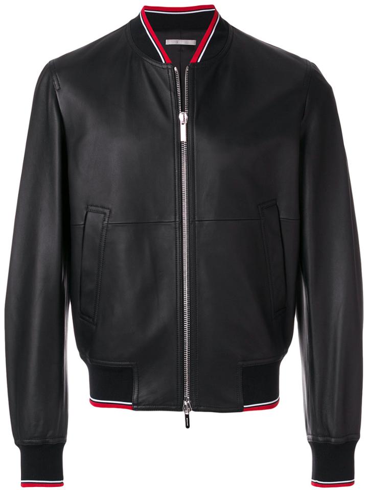 Dior Homme Striped Trim Bomber Jacket - Black