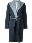 Armani Collezioni Contrast Lapel Wrap Coat, Women's, Size: 42, Blue, Cashmere/wool