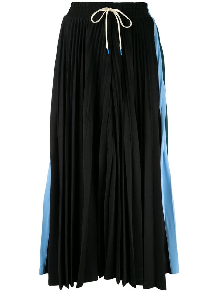 Facetasm Colour Block Pleated Skirt - Black