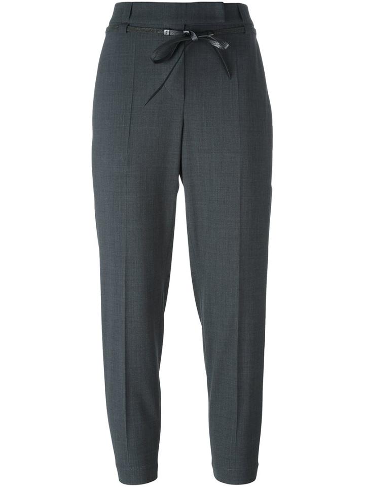 Brunello Cucinelli Drawstring Cropped Trousers, Women's, Size: 42, Grey, Polyamide/polyester/spandex/elastane/virgin Wool