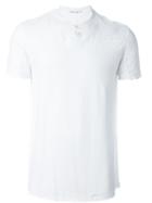 Transit Wrinkled Panel Buttoned Collar T-shirt, Men's, Size: M, White, Linen/flax/cotton