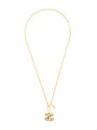 Chanel Pre-owned Diamond Quilted Cc Pendant Necklace - Gold