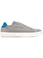 Leather Crown Perforated Lace-up Sneakers - Grey