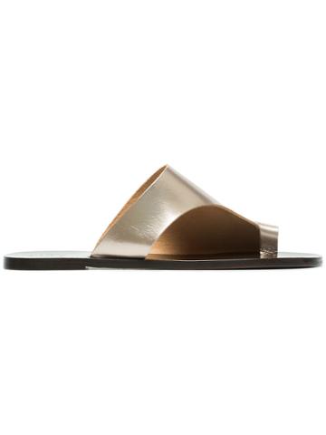 Atp Atelier Metallic Toffee Rosa Cut Out Leather Sandals