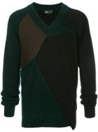 Kolor Patchwork Asymmetric Sweater - Blue