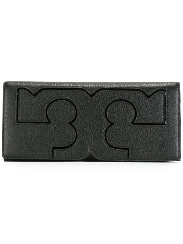Tory Burch Logo Clutch, Women's, Black, Leather
