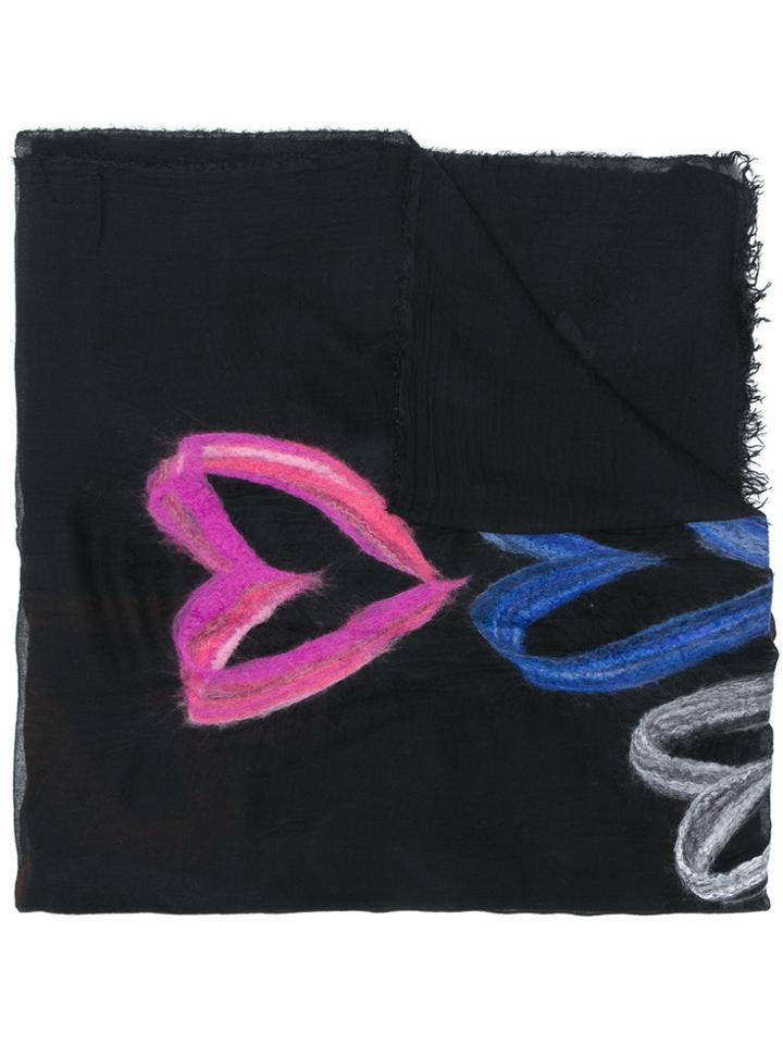 Faliero Sarti Heart Printed Scarf - Black