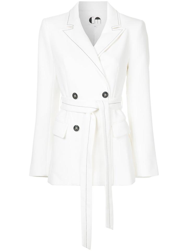 Comme Moi Contrast Stitching Blazer - White