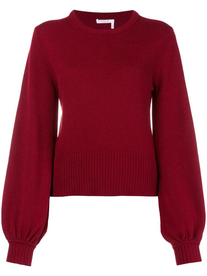 Chloé Puff Sleeves Knitted Jumper - Red