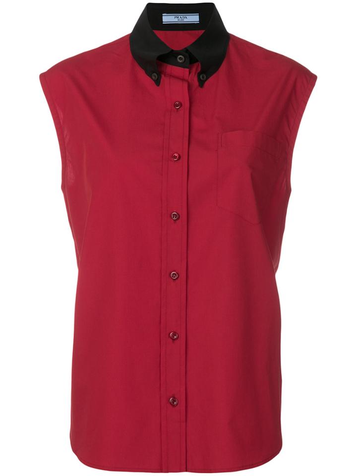 Prada Contrast Collar Shirt - Red