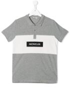 Moncler Kids Teen Colour Block Logo Polo Shirt - Grey