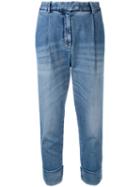 Eleventy - Drop-crotch Folded Hem Jeans - Women - Cotton/spandex/elastane - 30, Blue, Cotton/spandex/elastane