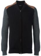 Roberto Collina Cable Knit Zipped Up Cardigan, Men's, Size: 50, Black, Virgin Wool