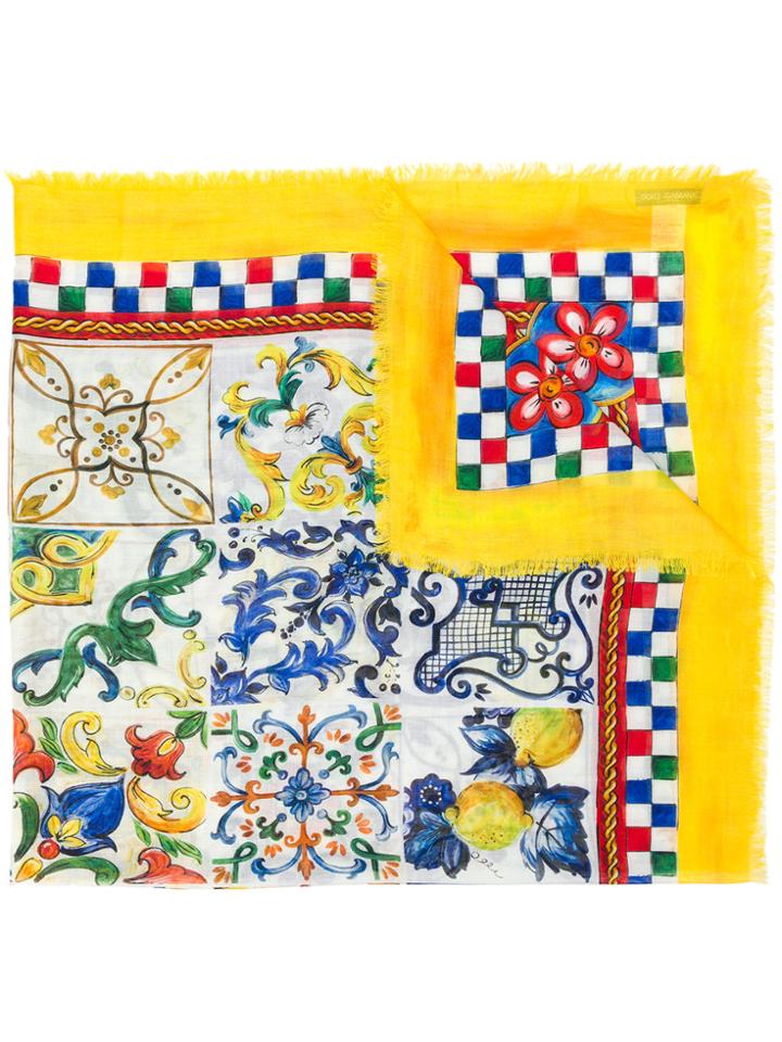 Dolce & Gabbana Patch-work Woven Scarf - Yellow & Orange