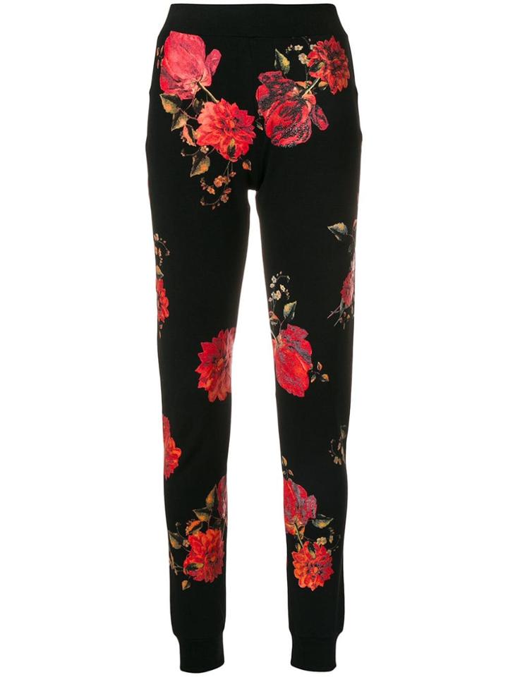 Philipp Plein Floral Fitted Trousers - Black