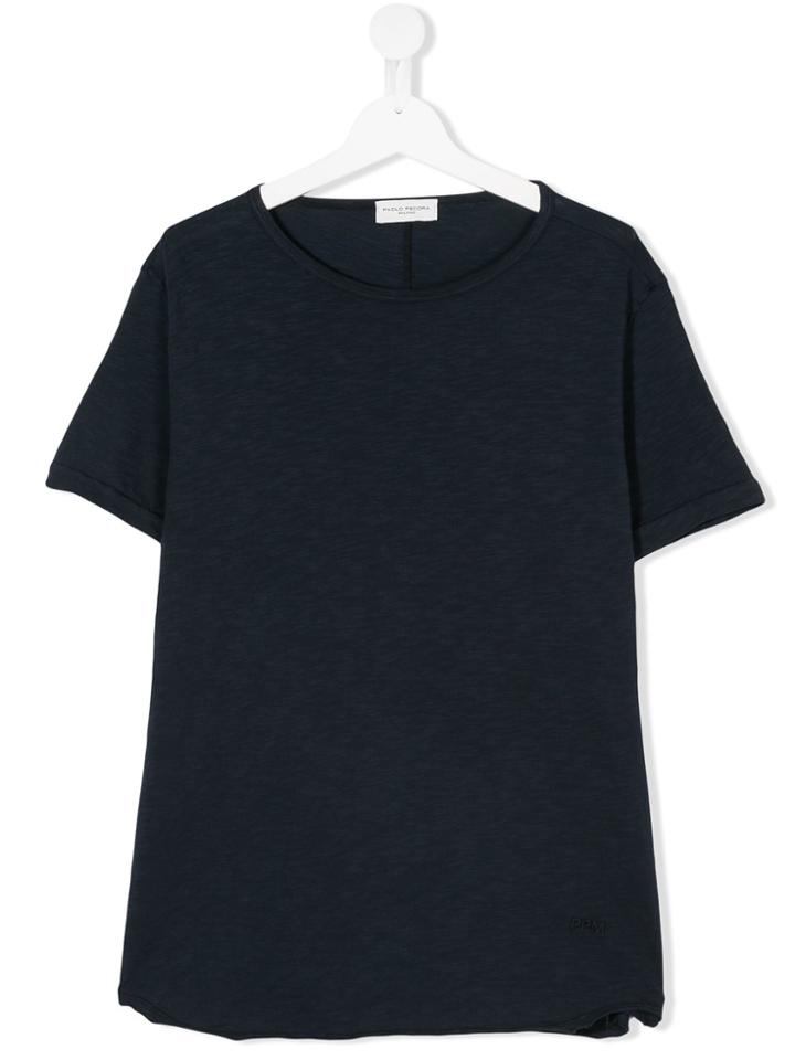 Paolo Pecora Kids Teen Raw Hem T-shirt - Blue