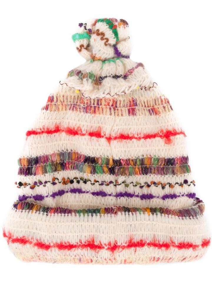 Tsumori Chisato Knitted Stripe Beanie - Neutrals