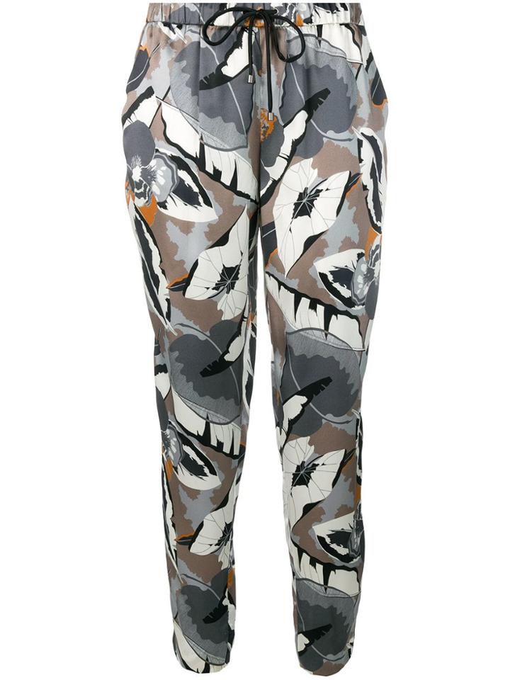 Fabiana Filippi Camouflage Leaf Print Joggers - Grey