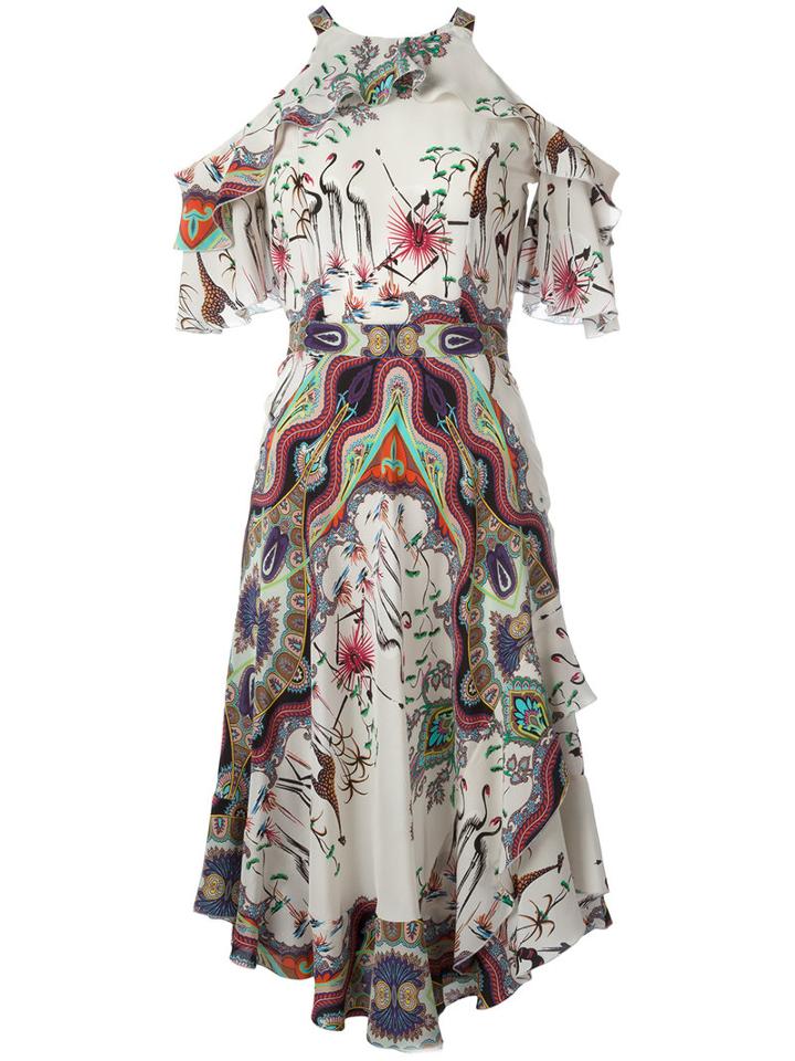 Etro - Cold Shoulder Dress - Women - Silk - 44, Women's, White, Silk