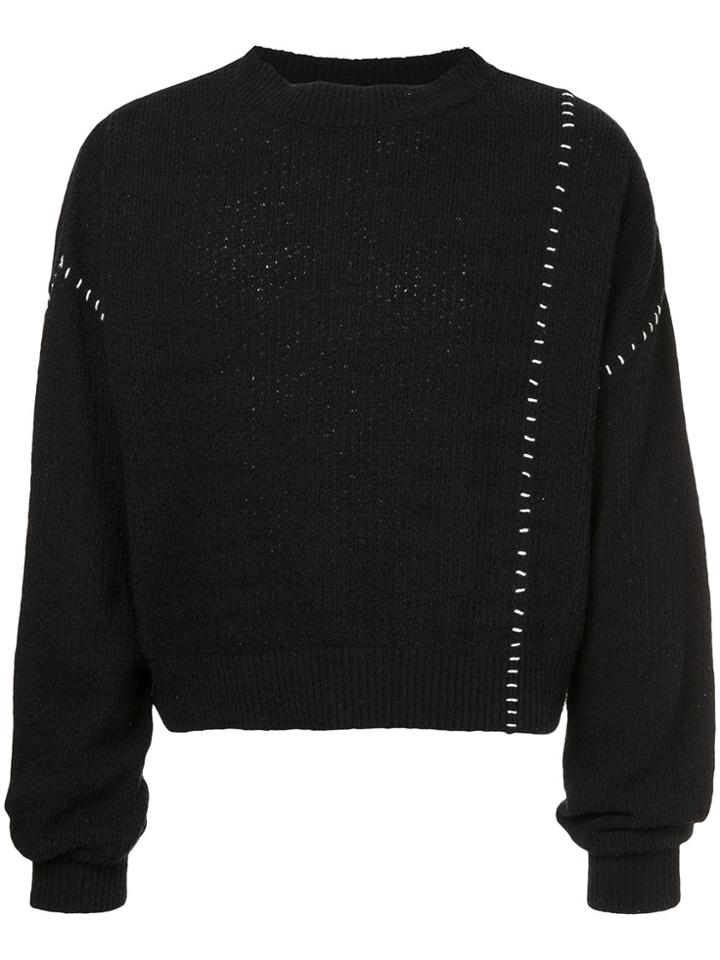 Unused Piped Seam Cropped Jumper - Black